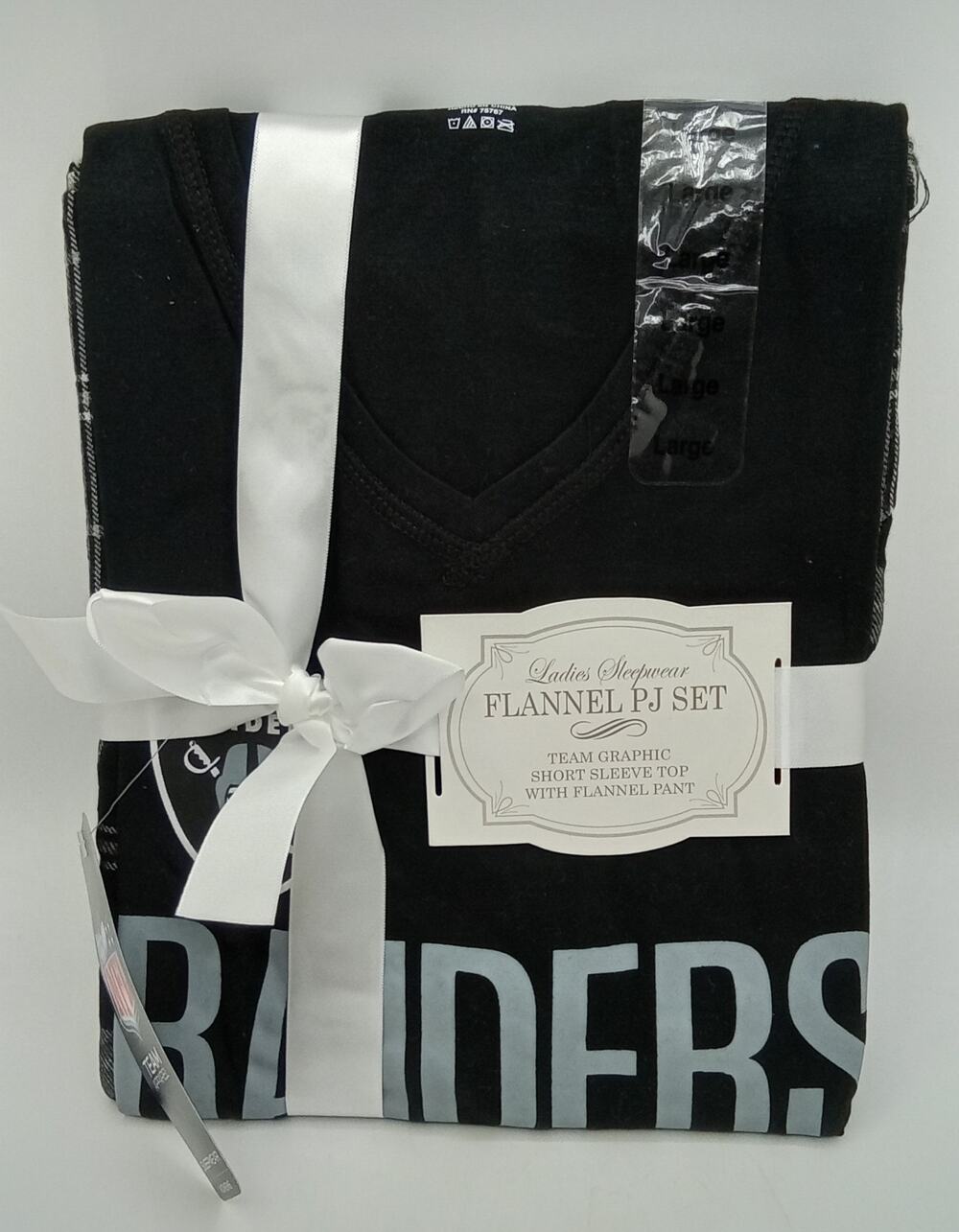 Las Vegas Raiders NFL Flannel PJ Set SS Top + Pants Women's Large